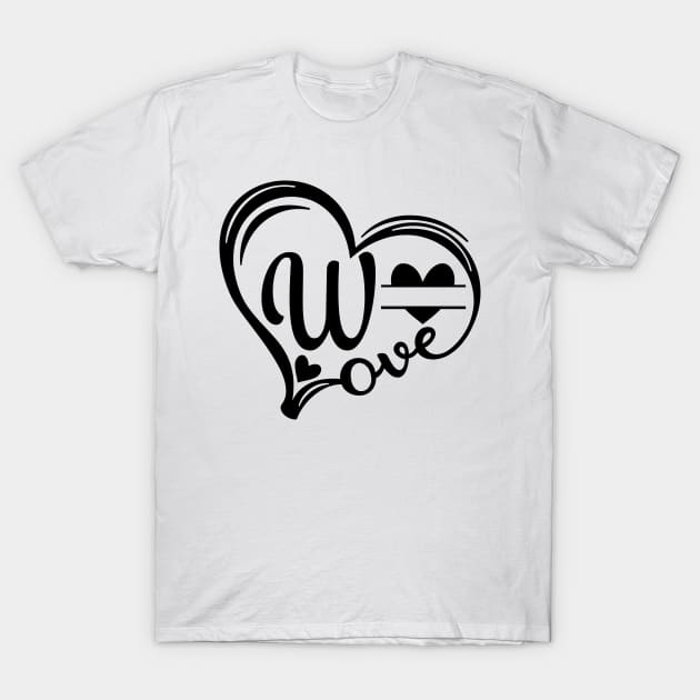 letter w monogram in the shape of love T-Shirt by Candy Store